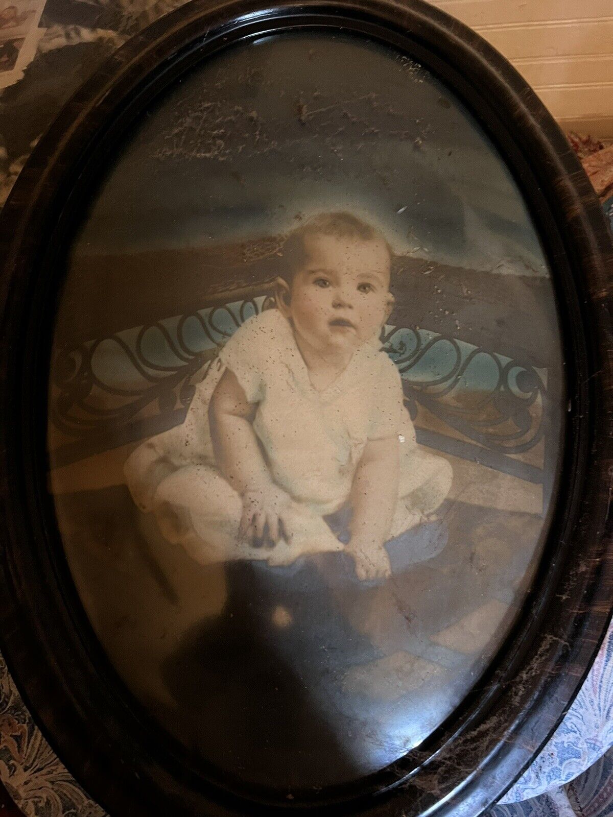 large antique framed photos baby boy