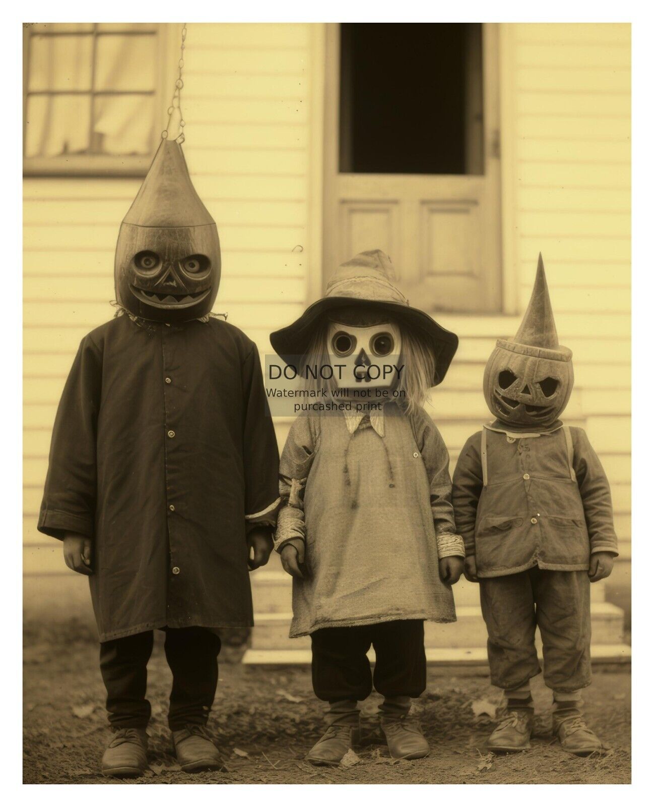 CREEPY VINTAGE CHILDREN HALLOWEEN COSTUMES 1930s 8X10 FANTASY PHOTO
