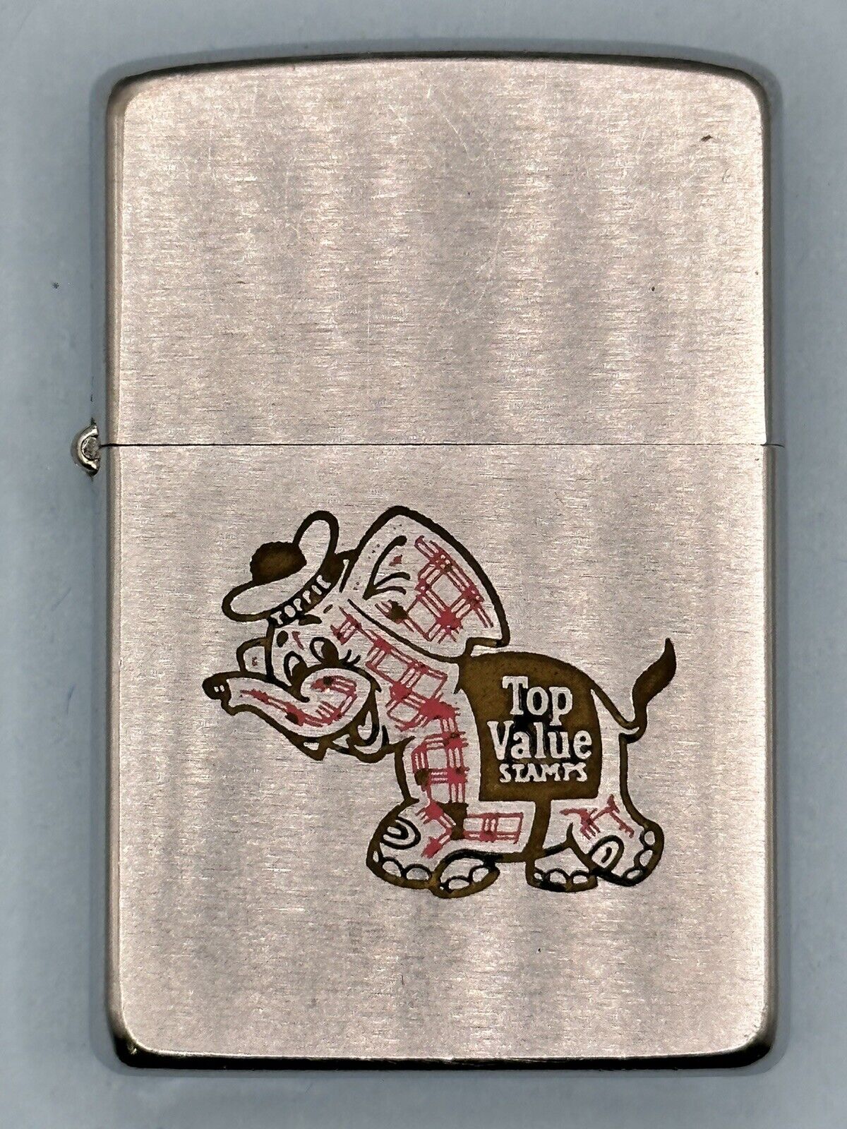 Vintage 1969 Top Value Stamps Elephant Advertising Chrome Zippo Lighter