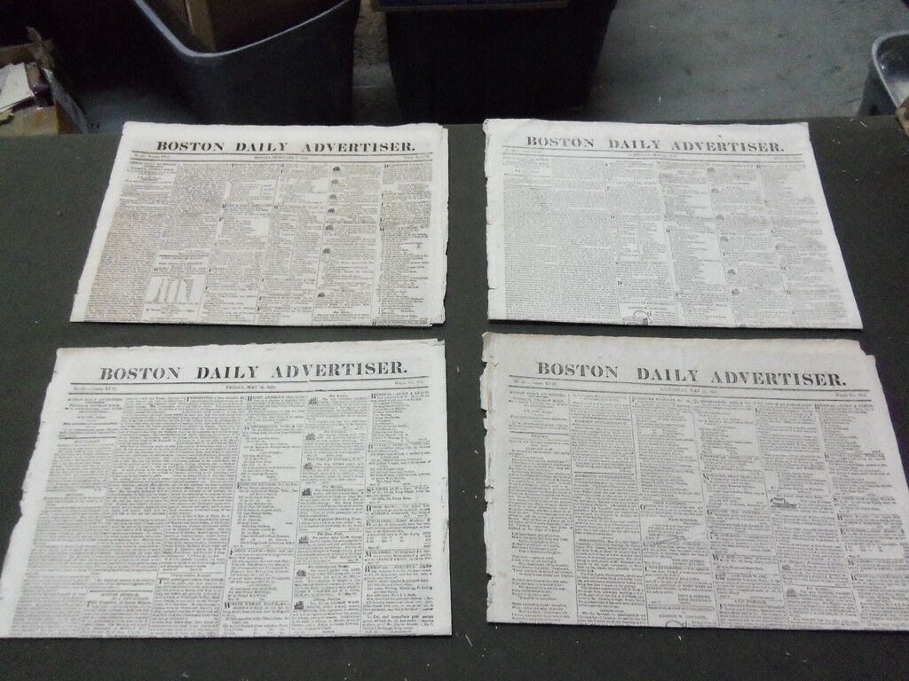 1819 BOSTON DAILY ADVERTISER NEWSPAPER LOT OF 4 DIFFERENT - NP 1478