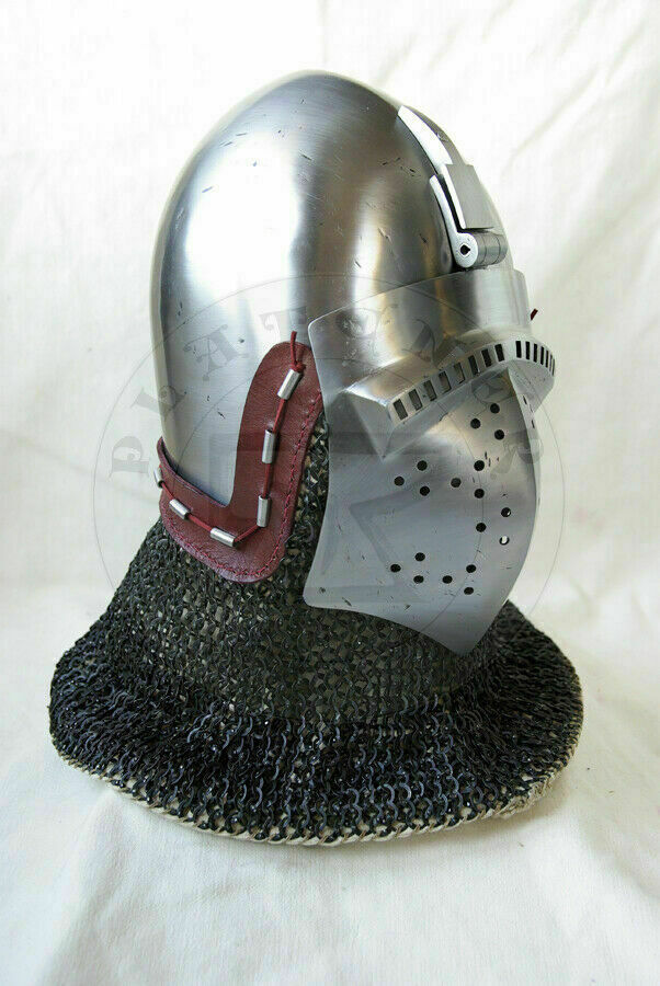 Custom SCA HNB 14 Gauge Steel Medieval klappvisier Bascinet Helmet PG55