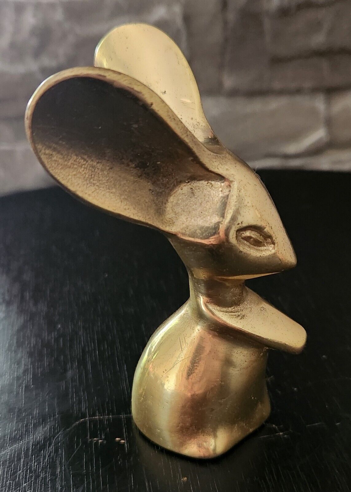 Vintage Mid-century Brass Long-Eared Jerboa Mouse Paperweight