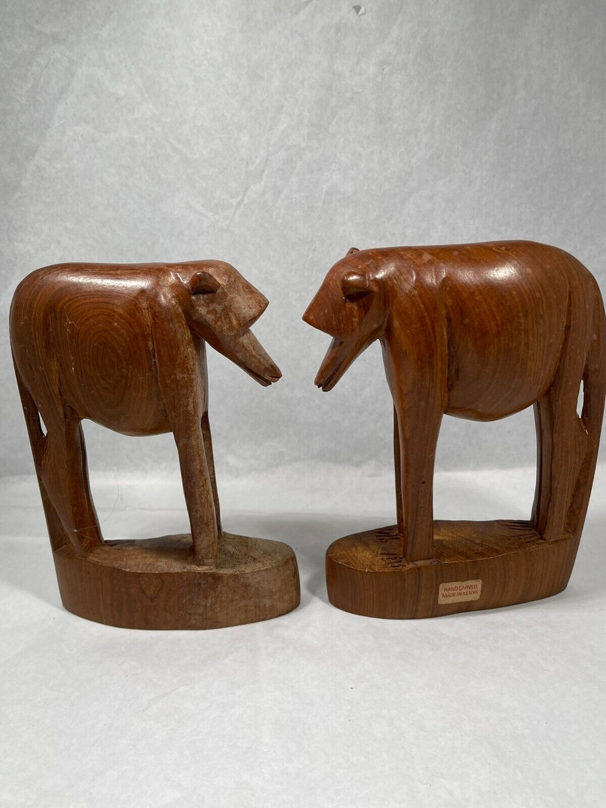 Pair Vintage Solid Wood Baboons Handcarved & Made in Kenya 1970s  Rare
