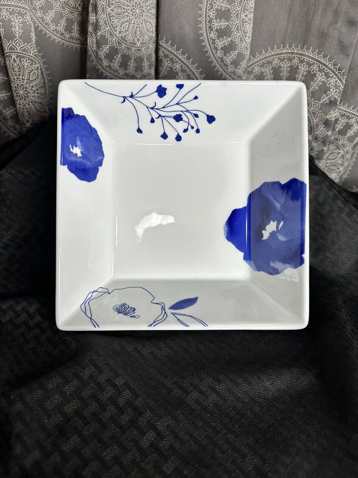 Indigo Bloom By: The Cellar 9” Square Vegetable Serving Dish 
