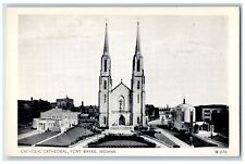c1960s Catholic Cathedral Exterior Roadside Fort Wayne IN Unposted Postcard picture