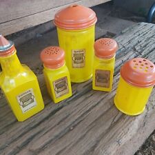 Vintage Gemco Pantry Pops Vinegar~Salt~Pepper~Sugar~Cheese Shaker~Grooy Lot Of 5 picture