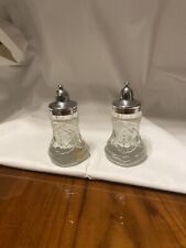 Vintage Leonard Cut Glass and Silverplate Salt and Pepper Shaker Set picture