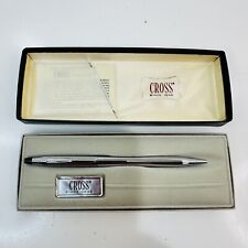 Vintage Cross Chrome Lustrous Ballpoint Pen #3502 Blue Ink 80s picture