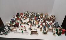 Vintage HUGE LOT 60+ Pieces Christmas Village Buildings Figurines People & MORE  picture