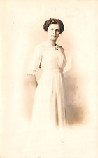 RPPC Studio Photo Attractive Women in White Dress 1913 Postcard 7981 picture