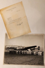 1949 LOCKHEED / TWA CONSTELLATION 11X14 PROMO FLIGHT PHOTO & LETTER N90831 picture