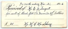 1916 RENT RECEIPT FLAT 776 WARREN AVE EL SARGENT MH McSHERRY RECEIPT Z1165 picture