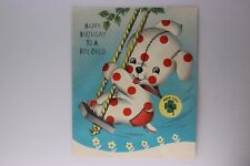 Vintage Cute Patchwork Teddy Bear Happy Birthday to Child Greeting Card c.1920's picture
