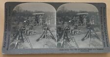Antique Keystone Soldiers Lining Up For Lunch Mess Stereoview Photo Card KB1  picture