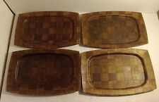 Vintage Weavewood Inc. Walnut Tray/Plate, USA Made in Minneapolis. Lot of 4 picture