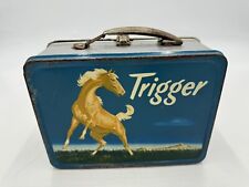 VTG 1950s Trigger Metal Lunchbox - Roy Rogers’s Horse Blue No Thermos Rare picture