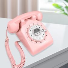 Glodeals 1960's Style Pink Retro Old Fashioned Rotary Dial Telephone picture