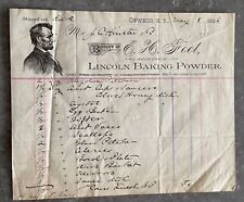 Original 1886 Oswego NY Business Billhead Abraham Lincoln Graphic Baking Powder picture