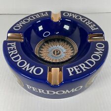 Perdomo Large Table Top Ceramic Ashtray Deep Blue & Gold NEVER USED picture
