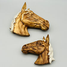 VTG Mid Century Ceramic Pair of Horse Head Wall Hangings by Wooden Treasures picture