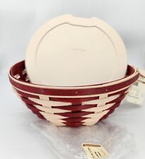 Longaberger 2012 Popcorn Bowl Basket+Hard Protector Red White SOLD 1/11/12 ONLY picture