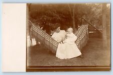 c1910's Postcard RPPC Photo Mother And Child Hammock Unposted Antique picture