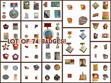 Big Lot 74 Soviet USSR Vintage pin badges - 100% Original picture