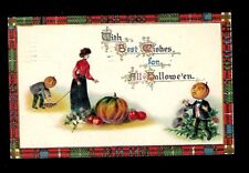 c1913 Gottschalk Dreyfuss & Davis Halloween Postcard Pumpkin Head Men picture
