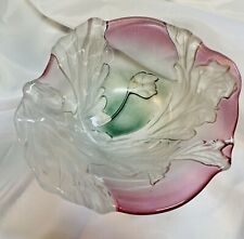 Vintage Mikasa Candy dish Frosted Swirl Leaf Design With Pink Green Flowers picture