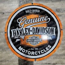 HARLEY GENUINE PORCELAIN ENAMEL SIGN 30 INCHES ROUND picture
