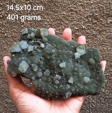 SUPERB CALCITE CLUSTERS ON GREEN & BLUE CHALCEDONY MATRIX BASE # 401 picture