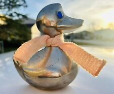 Vintage Leonard Silver Plate  Duck Bank Pink Scarf Hong Kong  collectable No Key picture