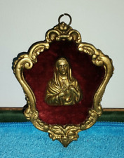 Plaque Small Antique Sagrado Coração de Maria Solid Brass picture