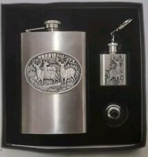 Vintage 3 Piece Stainless Steel Hip Flask Set picture