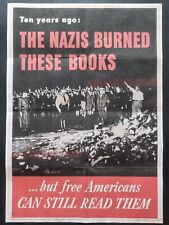 1943 WW2 USA AMERICA EUROPE BURN FIGHT FREE AMERICAN BOOK PROPAGANDA POSTER 869 picture
