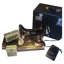 Vintage 1935 Singer Featherweight 221 Sewing Machine School Bell + Attachments picture