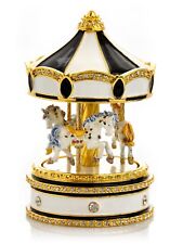 Keren Kopal Black Musical Horses Carousel Decorated with Austrian Crystals picture