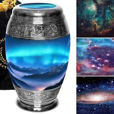 Blue Sky Large Silver Cremation Urns For Human Ashes Keepsake Adult Male Female picture
