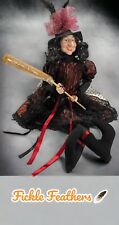 Halloween Witch Doll Red & Black Sabbath Ornate FANCY Maiden, Mother, Crone 28” picture