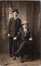 c1910s Studio Photo RPPC Postcard Two Attractive Young Men / Studio Portrait picture