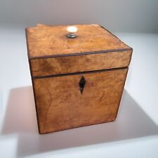 Antique 19th century wood Maple Georgian tea caddy box with Bone Handle picture