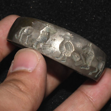 Authentic Ancient Sasanian Sassanid Solid Silver Bracelet with Engravings picture