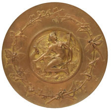 Leopold Oudry Antique C19th Copper Bronze Style Relief Plaque Of Goddess Salacia picture