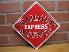 REA RAILWAY EXPRESS AGENCY RAILROAD RR TRAIN STATION PORCELAIN ADVERTISING SIGN picture