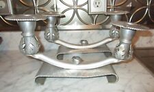 Pair Continental Hammered Aluminum Double Candle Stick Holders #711 picture