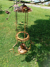 Antique Brass Hanging Kerosene Store Lamp w Hang picture