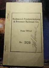 1940s Richmond Fredericksburg Potomac Railroad Form TPS-2 Receipt Book  picture