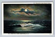 Wilmington NC-North Carolina, Moonlight On Atlantic Ocean, Vintage Postcard picture