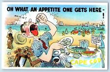 Cape Cod Postcard Man Eating Clams On What An Appetite One Gets Here Vintage picture