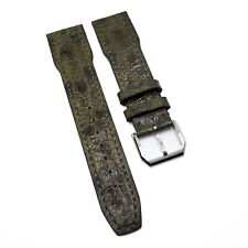 21mm Pilot Style Olive Green Ostrich Leather Watch Strap For IWC picture